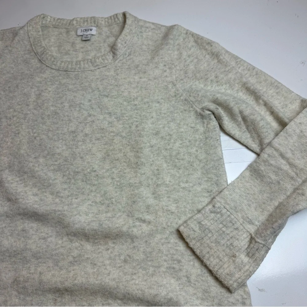 J.Crew Cream Marled Crewneck Sweater Women’s M Cotton Blend Classic Knit